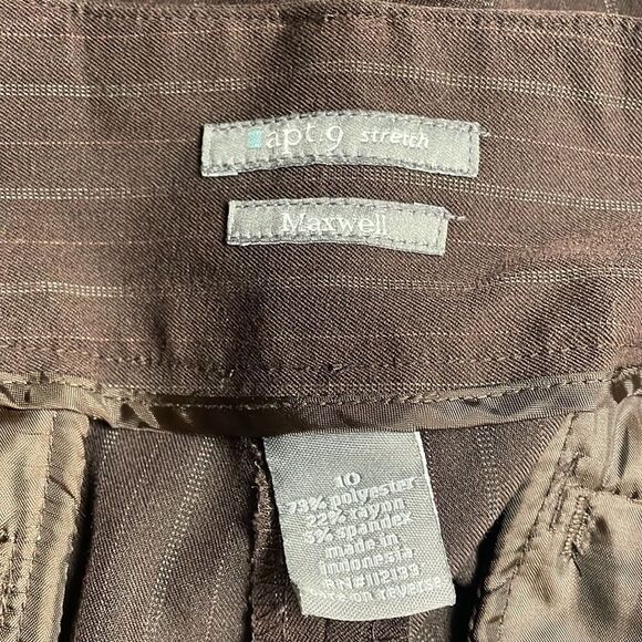 Apt 9 Stretch Maxwell Ladies Dress Trousers/Pants, Brown pinstriped , Size 10 - Picture 10 of 10